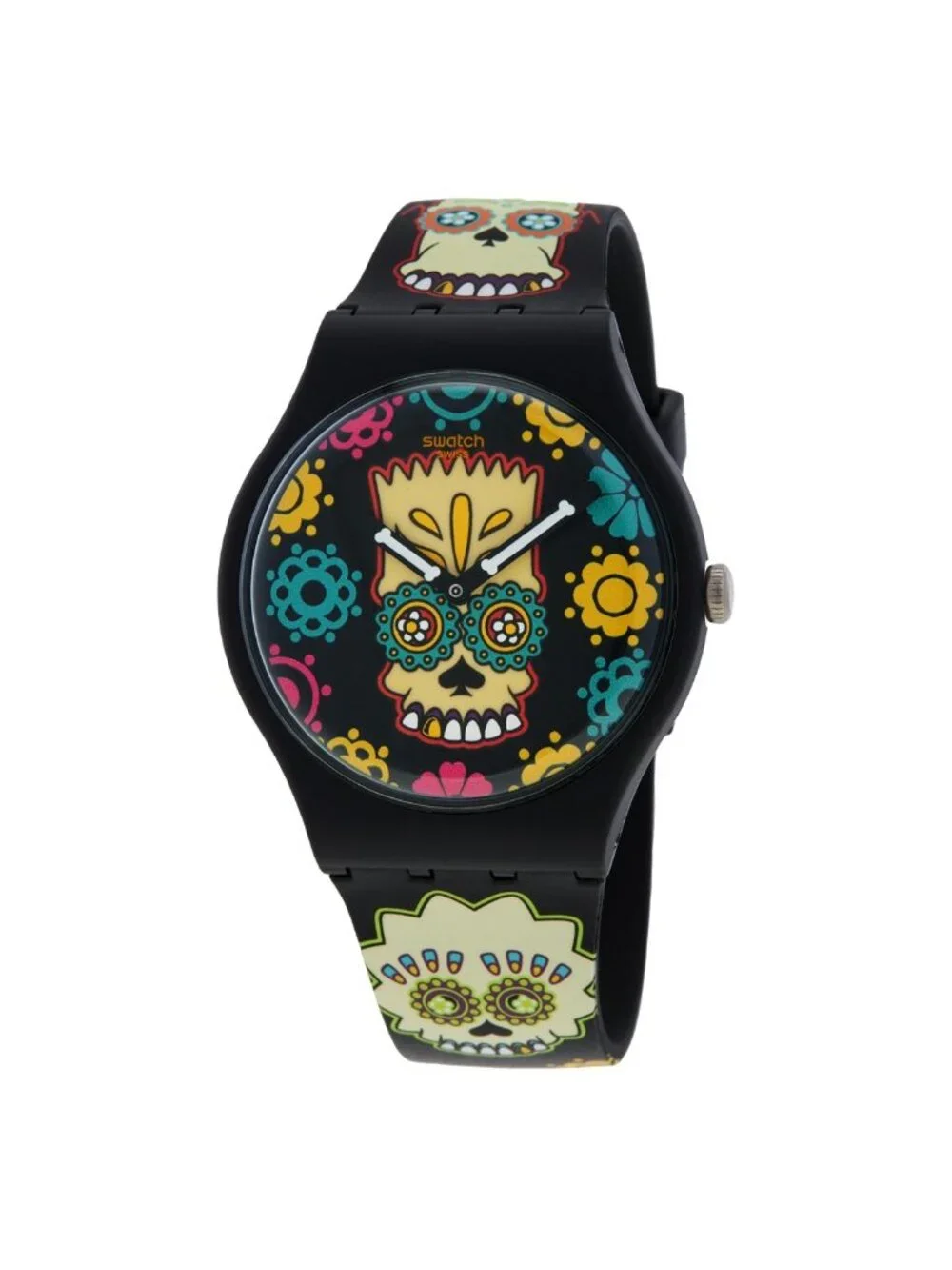 NWT Swatch The Simpsons D'Oh Of The Dead Quartz Black Dial Unisex Watch